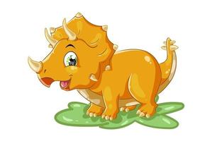 eine niedliche gelbe Triceratops-Tierkarikaturillustration vektor