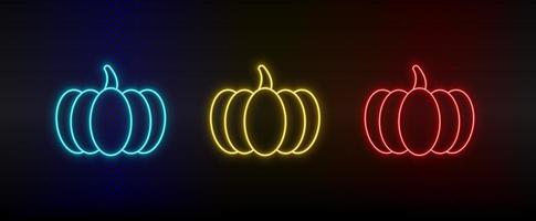 Neon- Symbol einstellen Glocke Pfeffer. einstellen von Rot, Blau, Gelb Neon- Vektor Symbol auf dunkel Hintergrund