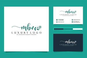 första mb feminin logotyp samlingar och företag kort mall premie vektor