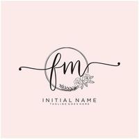 första fm feminin logotyp samlingar mall. handstil logotyp av första signatur, bröllop, mode, smycken, boutique, blommig och botanisk med kreativ mall för några företag eller företag. vektor