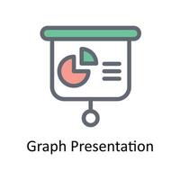 Graf presentation vektor fylla översikt ikoner. enkel stock illustration stock