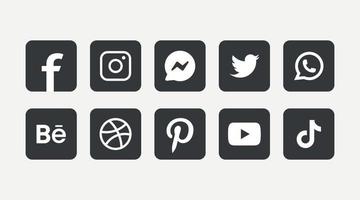 populär social nätverk logotyp ikoner, Facebook, Instagram, Youtube, Tick tack, Pinterest och etc logotyp ikoner vektor