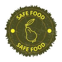 mat säkerhet ikoner, säker mat bricka, täta, märka, märka, klistermärke, emblem vektor illustration med grunge effekt