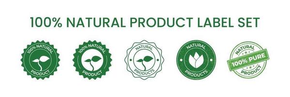 uppsättning av 100 procent naturlig produkt vektor märka, naturlig Produkter, friska mat emblem, naturlig produkt logotyp, emblem, täta, bricka, klistermärke, märka, cbd märka design element, organisk mat