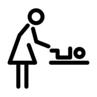 Vektor Frau und Baby Symbol. Zimmer zum Mutter und Kind unterzeichnen. Baby Ändern Zimmer Symbol. Elternteil und Kind. editierbar Schlaganfall.