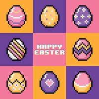 Vektor Pixel bunt Ostern Ei Sammlung