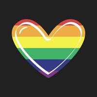 regnbåge flagga i hjärta form. stolthet lgbtq kärlek. lesbisk, Gay, bisexuell, transpersoner, queer symbol. platt ikon isolerat på vit bakgrund vektor