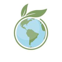speichern Erde. global Ökologie Symbol. Planet mit Grün Pflanze Blätter wachsend Illustration. vektor