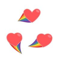Herz Symbol mit Regenbogen Flagge Schwanz. lgbt Unterstützung und Liebe Design. lesbisch, Fröhlich, bisexuell, Transgender Darstellung Symbol. vektor