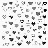 hjärta ikoner uppsättning, hand dragen kärlek ikoner, klotter och illustrationer för valentines och bröllop bakgrund vektor