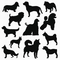 Vektor Sammlung von Hund Silhouetten Satz. Vektor Illustration Hund gestalten Schatten isoliert auf Weiß Hintergrund
