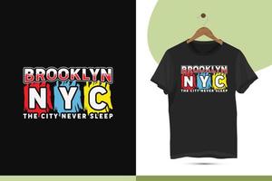 brooklyn nyc de stad aldrig sover - ny york stad motiverande typografi t-shirt design mall för Allt typografisk älskare. vektor