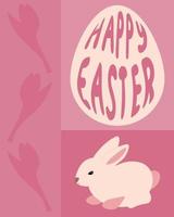 vektor illustration påsk kort med en kanin på rosa bakgrund.