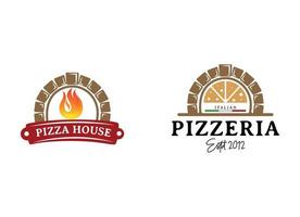 italiensk pizza vektor logotyp för restaurang och snabb mat. leverans service pizza