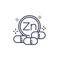 Zink Mineral, zn Linie Symbol auf Weiß vektor