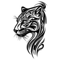 panter huvud stam- tatto linje konst hand dragen illustration vektor