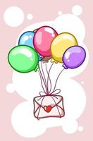 ein Liebesbrief mit Luftballons Cartoon Illustration vektor