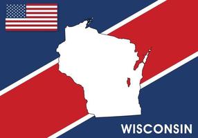 Wisconsin - - USA, vereinigt Zustände von Amerika Karte Vektor Vorlage. Weiß Farbe Karte auf Flagge Hintergrund zum Design, Infografik - - Vektor Illustration eps 10