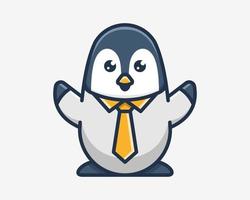 süß Pinguin Polar- Tier tragen Krawatte passen zuversichtlich Stehen Karikatur komisch Maskottchen Vektor Illustration