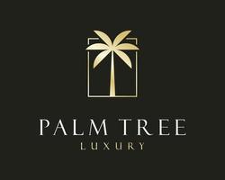 Luxus elegant Gold nobel Palme Kokosnuss Baum tropisch Natur Park Silhouette Vektor Logo Design