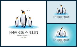 Kaiser Pinguin Antarktis Eis Schnee Mosaik Logo Vorlage Design zum Marke oder Unternehmen und andere vektor