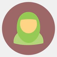 Symbol Moslem Frau. islamisch Elemente von Ramadan, eid al fitr, eid al Adha. Symbole im Farbe Kamerad Stil. gut zum Drucke, Poster, Logo, Dekoration, Gruß Karte, usw. vektor