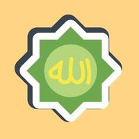 klistermärke allah ord. islamic element av ramadhan, eid al fitr, eid al adha. Bra för grafik, affischer, logotyp, dekoration, hälsning kort, etc. vektor