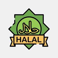 ikon halal. islamic element av ramadhan, eid al fitr, eid al adha. ikoner i fylld linje stil. Bra för grafik, affischer, logotyp, dekoration, hälsning kort, etc. vektor