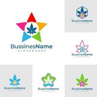 uppsättning av stjärna cannabis logotyp vektor mall. kreativ cannabis logotyp design begrepp