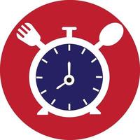 äta tid vektor logotyp mall. detta logotyp med klocka, sked och gaffel symbol. lämplig för Hem, restaurang, matlagning, friska.
