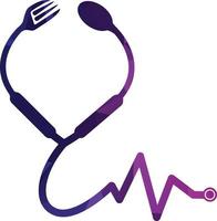 Vektor-Logo-Vorlage für medizinische Lebensmittel. Dieses Design verwendet ein Stethoskop-Symbol. gesundheitlich geeignet. vektor