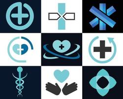 kreativ Gesundheitswesen Klinik Krankenhaus Logo. medizinisch Blatt natürlich Logo Konzept Vektor Grafik