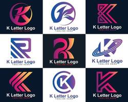 bunt Gradient abstrakt Brief k Logo Design. Brief k Logo Symbol Design Vorlage Elemente. vektor