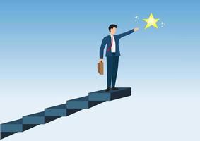 Leiter von Erfolg zu leisten Tore gehen oben das Treppe zu dazugewinnen Neu Hoffnung. Werdegang Entwicklung Konzept zu erreichen ein Star Tor vektor
