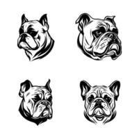 entfesseln das Bulldogge Geist mit unser wütend Bulldogge Kopf Logo Silhouette Sammlung. Hand gezeichnet mit Liebe, diese Abbildungen sind sicher zu hinzufügen ein berühren von Leistung und Intensität zu Ihre Projekt vektor