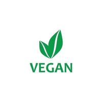 vegan design logotyp med två löv vektor