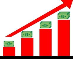 pengar inflation illustration. Graf pil med staplade kontanter för inflation illustration. internationell frågor av ekonomisk och finansiera. grafisk resurs för social problem handla om lågkonjunktur ekonomi global vektor