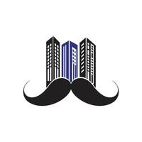 mustasch byggnader vektor logotyp design. stark skyskrapa logotyp design begrepp.