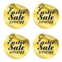 Ostern Verkauf Gold Aufkleber Satz. Verkauf 25, 35, 45, 55 aus vektor