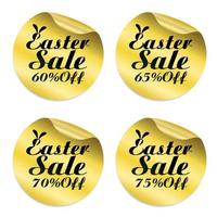 Ostern Verkauf Gold Aufkleber Satz. Verkauf 60, 65, 70, 75 aus vektor