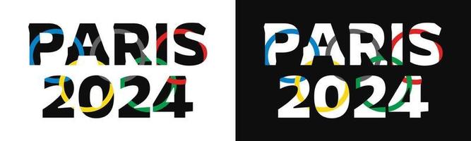 Paris 2024 Typografie mit olympisch Ringe Muster Vektor Illustration