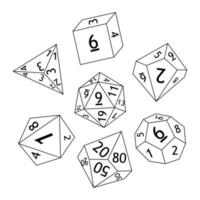 einstellen von dnd Würfel Rollenspiel Tischplatte Spiele Vektor Illustration