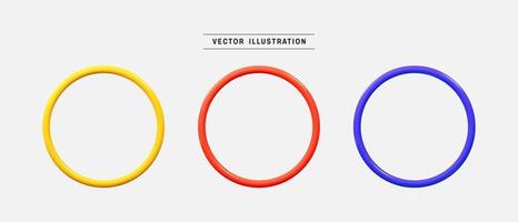 färgrik ringa form 3d ikon uppsättning. realistisk design element samling. vektor illustration i tecknad serie minimal stil
