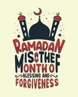 ramadan är de månad av välsignelser och förlåtelse- ramadan kareem citat typografi text design. vektor