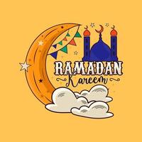 Hand gezeichnet Ramadan kareem Illustration zum das Feier von heilig Monat. vektor