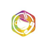 Kaffee-Call-Vektor-Logo-Design. Mobilteil und Cup-Symbol. vektor