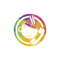 Kaffee-Call-Vektor-Logo-Design. Mobilteil und Cup-Symbol. vektor