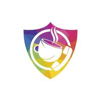 Kaffee-Call-Vektor-Logo-Design. Mobilteil und Cup-Symbol. vektor