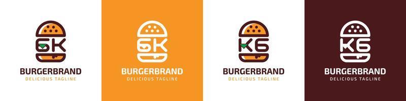 Brief gk und kg Burger Logo, geeignet zum irgendein Geschäft verbunden zu Burger mit gk oder kg Initialen. vektor