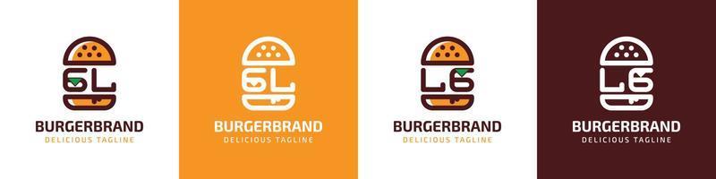 Brief gl und lg Burger Logo, geeignet zum irgendein Geschäft verbunden zu Burger mit gl oder lg Initialen. vektor